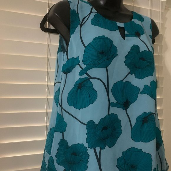 Cabi / XS / Teal Floral Tank Top Blouse - Picture 3 of 7
